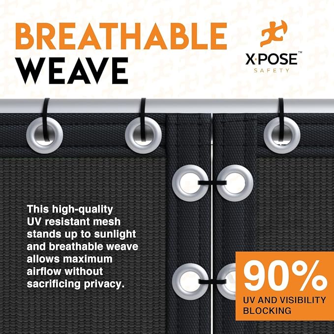 Xpose Safety Privacy Fence Screen 8’ x 50’ – Heavy Duty Black Mesh - Image 6