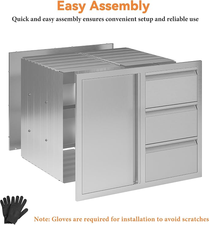 Jocisland Outdoor Kitchen Drawers 28" W×23" D×23" H Stainless Steel Drawers - Image 8