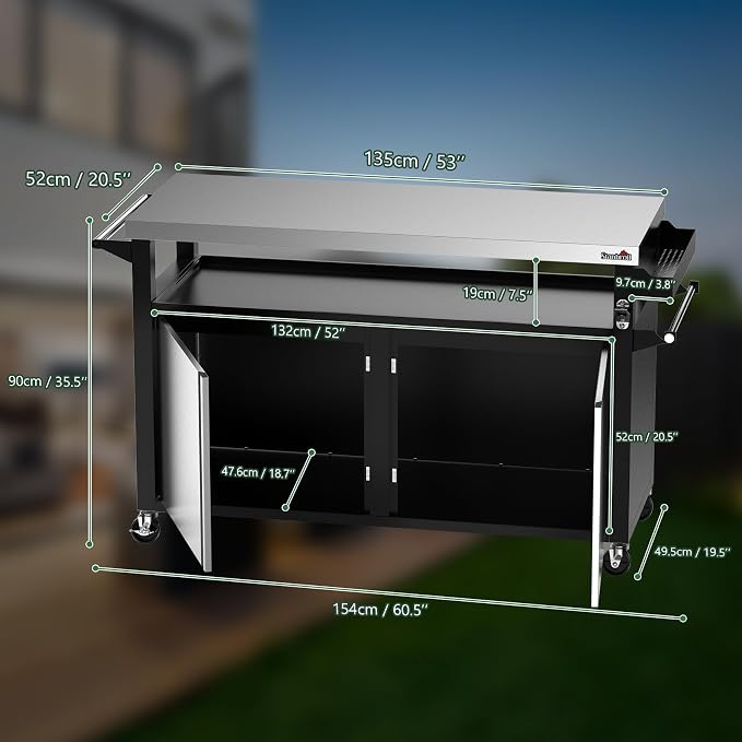 Stanbroil Rolling Outdoor Kitchen Island, BBQ Grill Cart - Image 3