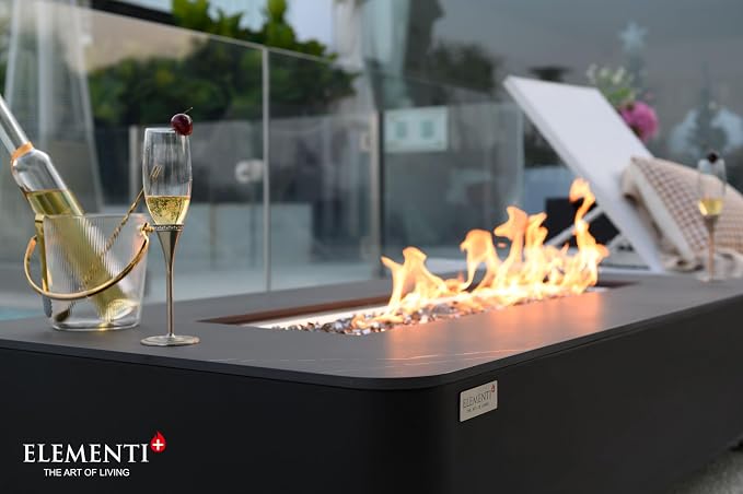 Elementi+ | Valencia Gas Fire Pit | Cast Concrete Body & Marble Porcelain Top | - Image 7