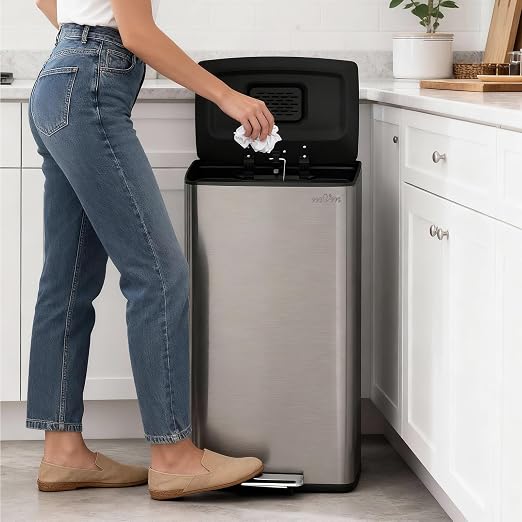 mVm Kitchen Trash Can, 40Liter / 10.6 Gal Brushed Stainless Steel Trash Can - Image 3