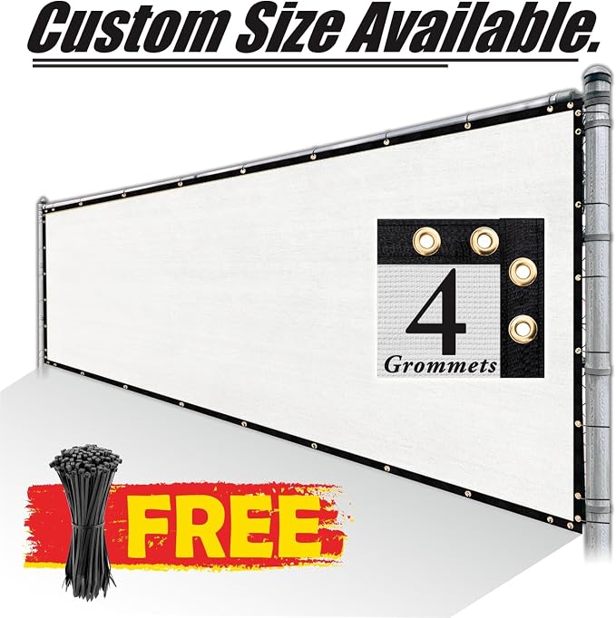 Royal Shade Custom Size 4' x 32' White Fence Privacy Screen Windscreen Cover - Image 8