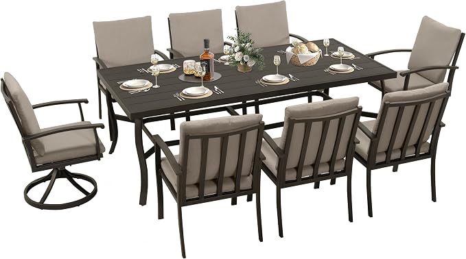 HAPPATIO Aluminum 9 Piece Patio Dining Sets, Outdoor Dining Set by HAPPATIO