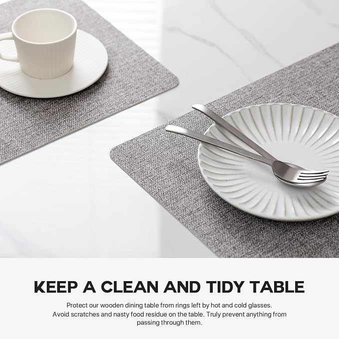 Faux Leather Placemats Set of 4 Vinyl Washable Wipeable Table Mats - Image 5