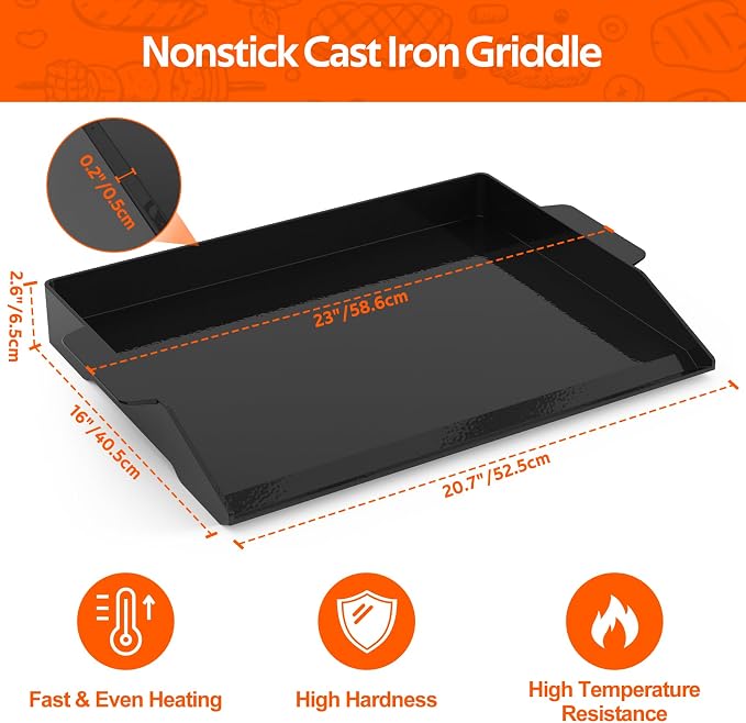 Onlyfire Universal Enamelled Cast Iron Cooking Griddle, Nonstick Coating - Image 2