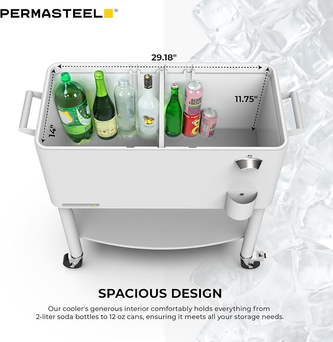 Permasteel 80 Quart Party Cooler, Rolling Ice Chest - Image 9