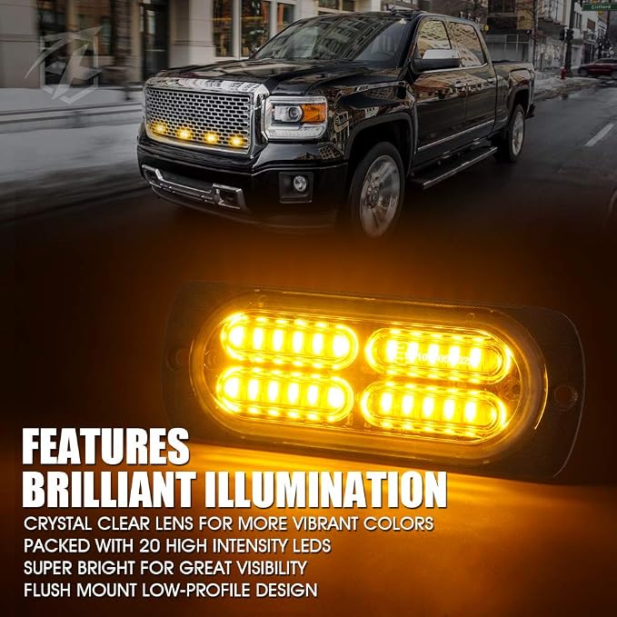 Xprite 24 LED Amber Surface Mount Strobe Lights Kit - Image 3