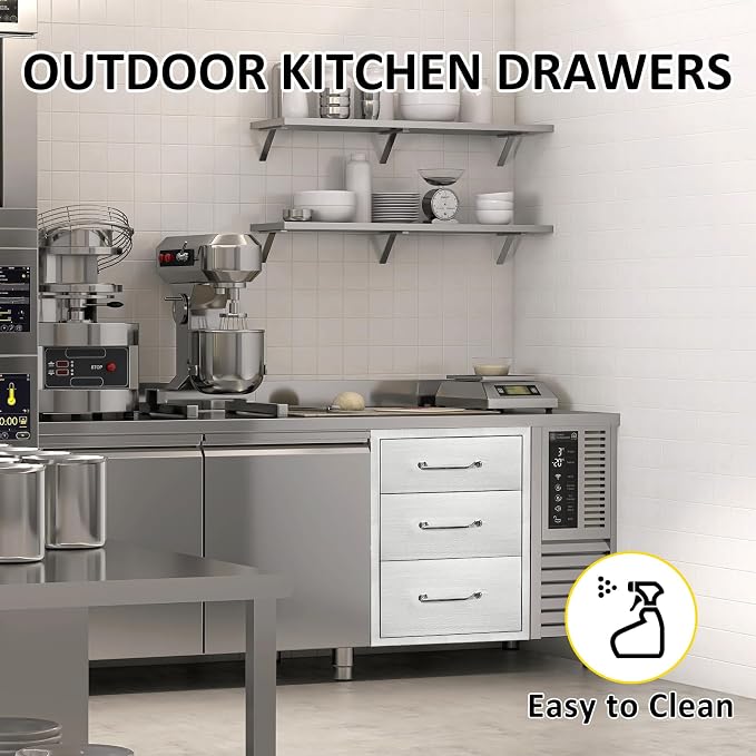 Outdoor Kitchen Drawers 14" W x 21"H x 21"D Stainless Steel Drawer Flush Mount - Image 5
