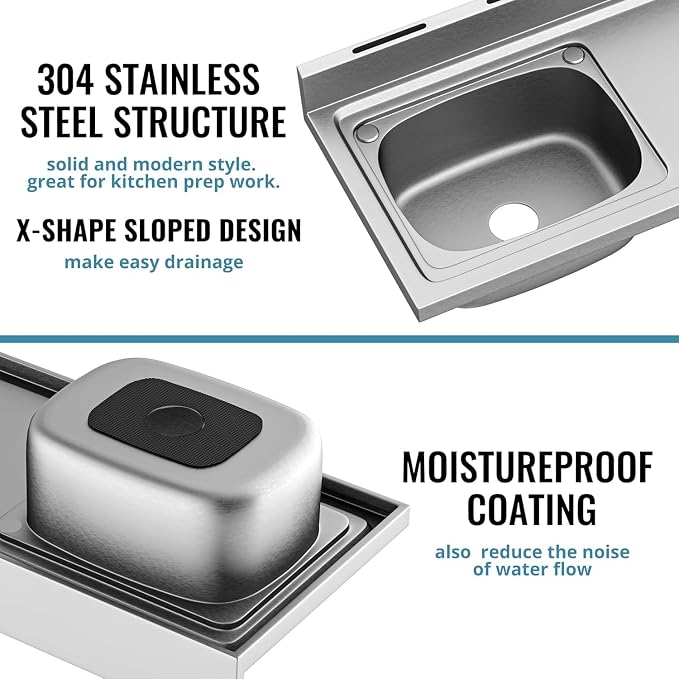 Stainless Steel Sink, Free Standing Kitchen Sink - Image 6