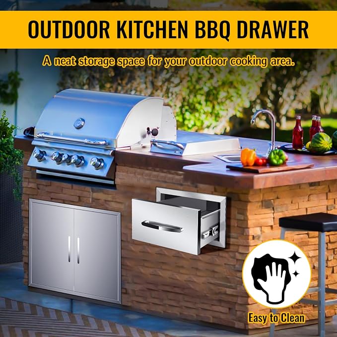 Outdoor Kitchen Drawers, Box Frame Style Flush Mount BBQ Drawer w/Stainless - Image 8