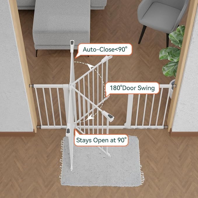 BABELIO 36" Tall Baby Gate, PressGuard P7, 29-55" Auto Close Pressure Mounted - Image 3