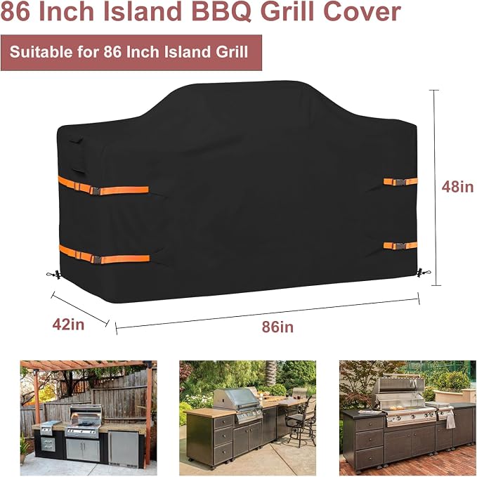 86 in Island Grill Cover, 86 Inch Island BBQ Grill Head Cover, Heavy Duty - Image 2