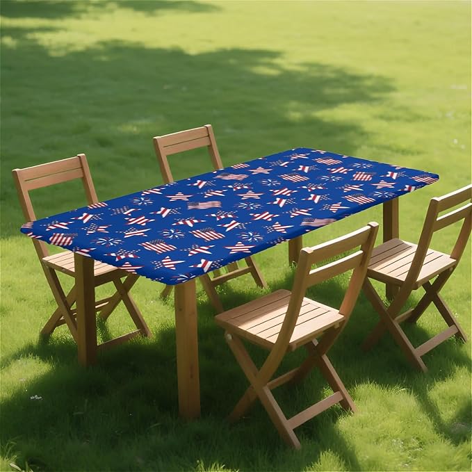 Rectangle Table Cloth Cover Waterproof Elastic Fitted Polyester Fitted - Image 8