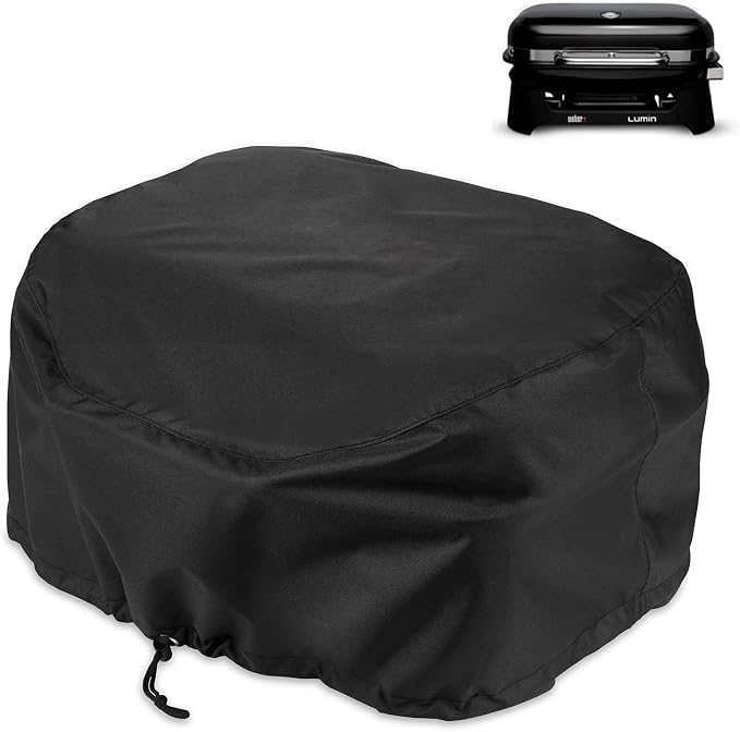 Grill Cover for Weber Lumin Electric Grill, Lumin Compact Grill, 600D Heavy by Blackhoso