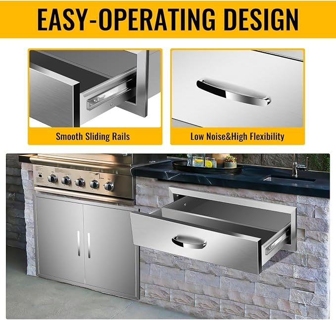 Outdoor Kitchen Drawers, Box Frame Style Flush Mount BBQ Drawer w/Stainless - Image 3