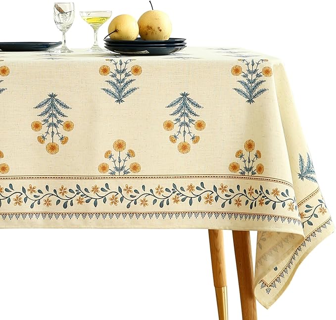 ISAENNE Designer French Pale Yellow Table Cloth by Isaennehomedecoration
