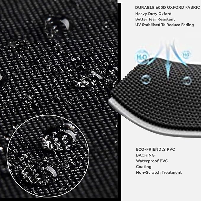 Patio Coffee Table Cover Black Heavy Duty Waterproof Cover 42" L x 24" W x 18" H - Image 6