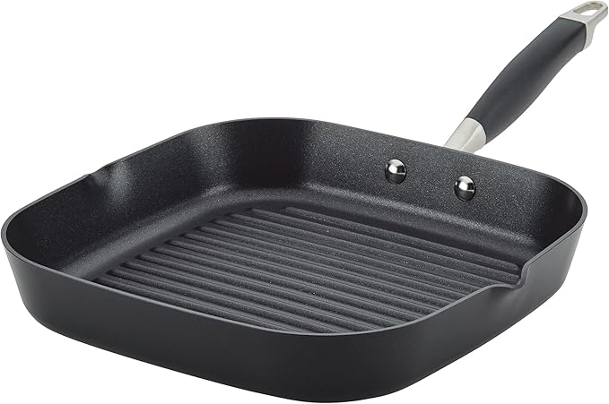 Griddle Pan, 11-Inch Hard-Anodized Nonstick Deep Square, Onyx