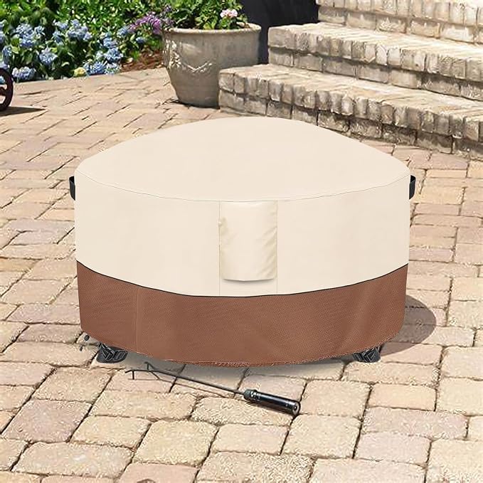 Fire Pit Cover, Outdoor Heavy Duty 600D 100% Waterproof Fire Pit Cover Round - Image 9