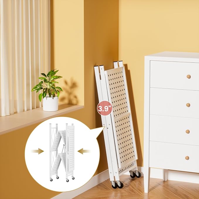 ALANNG Storage Shelves with Wheels, Bookshelf with Storage, No Assembly Metal - Image 6