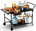 Pizza Oven Table with Topping Station, Outdoor Pizza Oven Cart, Grill Cart Table by Lezbanz