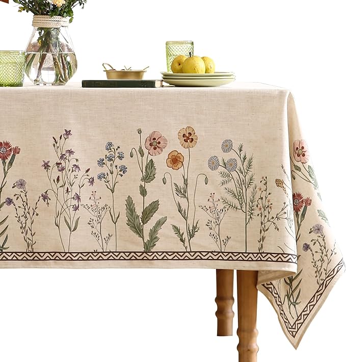 ISAENNE Designer Off White Linen Table Cloth by Isaennehomedecoration