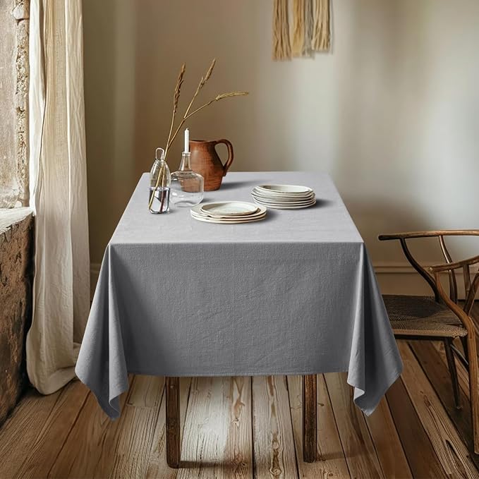 MIULEE Linen Cotton Blend Tablecloth Rectangle, Luxury Waterproof Stain - Image 4