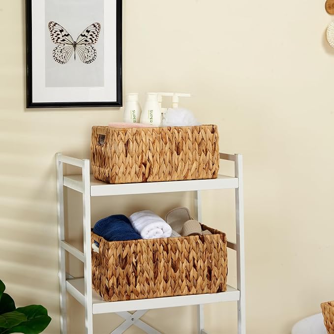 Wicker Baskets 2 Pack, Water Hyacinth Wicker Storage Basket - Image 6