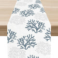 Coastal Table Runner, Summer Seasonal Beach Coral Nautical Tropical Ocean by Unknown