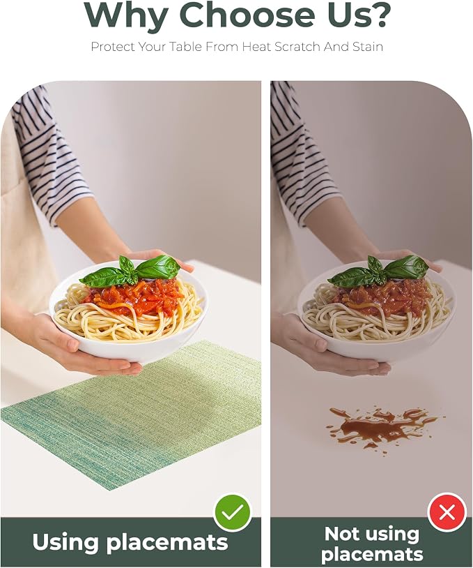 Leetaltree Gradient Green Woven Placemats Set of 4 - Image 9
