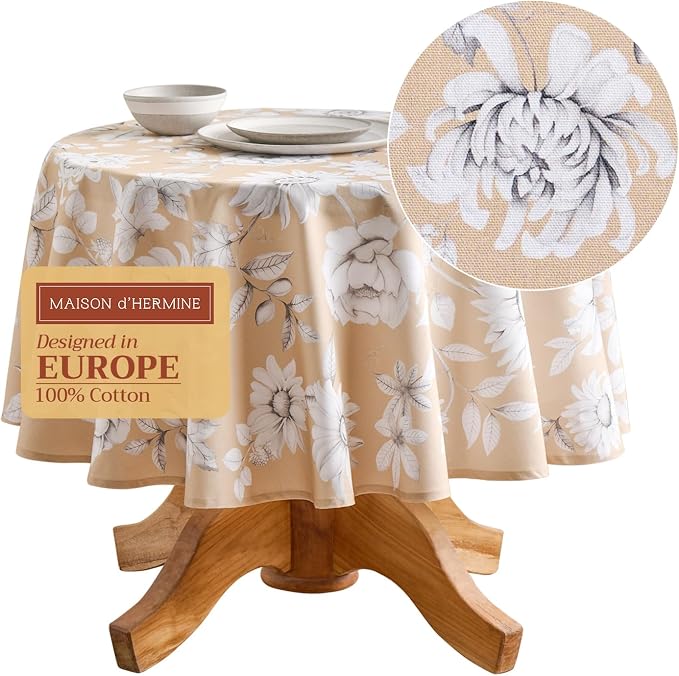 Maison d' Hermine Table Cloth Round Table 100% Cotton 69 Inches Fall Tablecloth by MaisondHermine