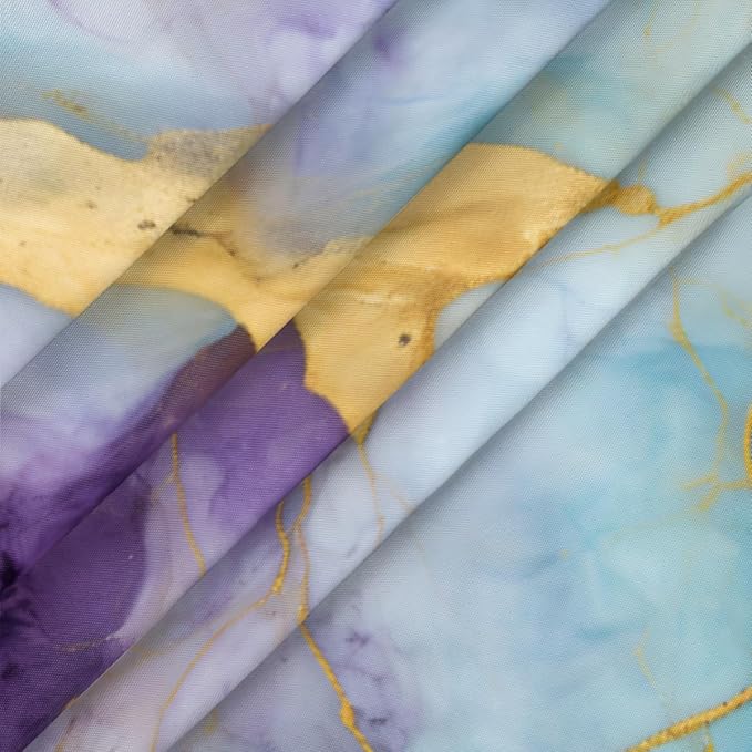 Marble Purple Gold Blue Round Table Cloth Cover, Elastic Edge Waterproof - Image 3