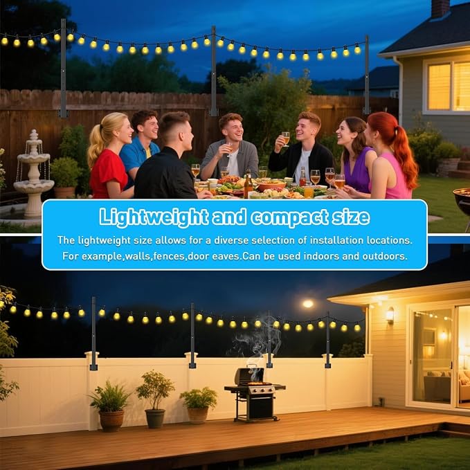 8 Pack String Light Poles, 2.8Ft Metal Poles - Image 5