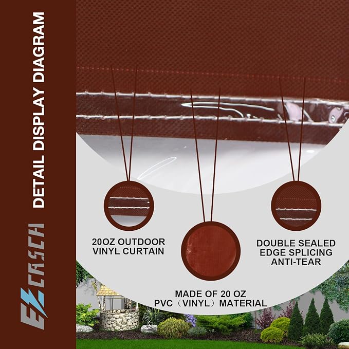 20 Oz Outdoor Vinyl Curtain, Outdoor Clear Panel Curtain, Weather Resistant - Image 3