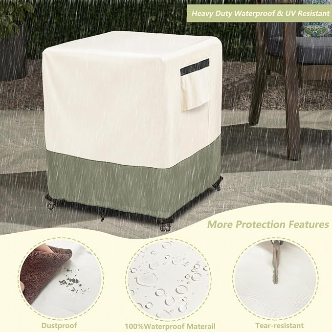 Outdoor Ottoman Cover 25 W x 25 D x 18 H inches, 600D Heavy Duty Waterproof - Image 4
