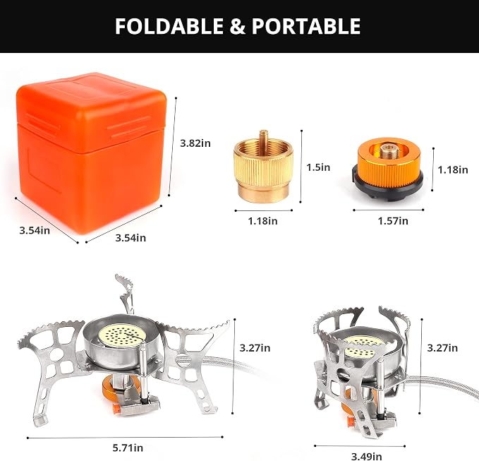 Camping Stove with Fuel Canister Adapter Portable Collapsible Gas Stove with - Image 3