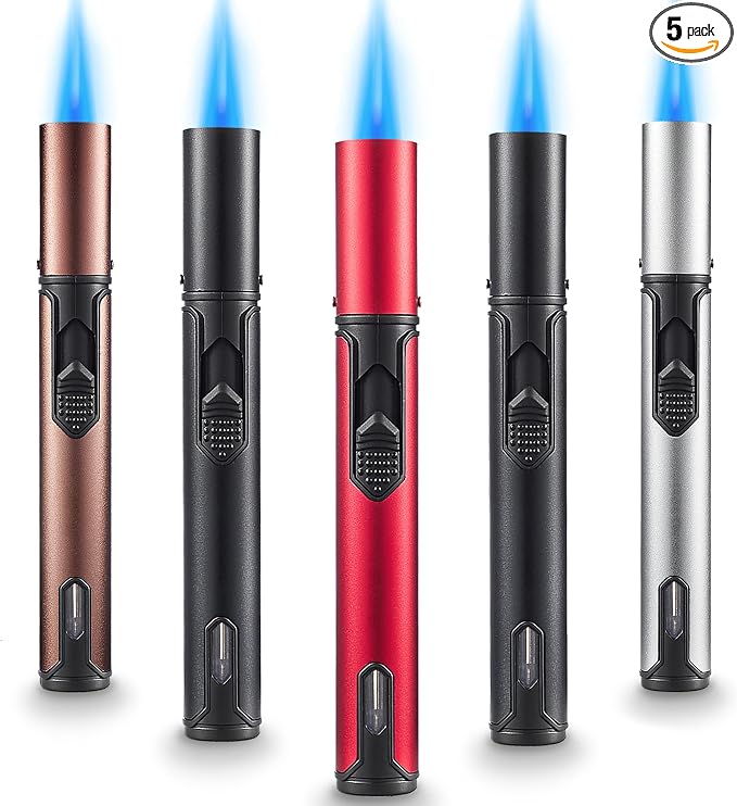 5 Pack Butane Torch Lighter, Urgrette 6-inch Refillable Pen Lighter Pencil by Urgrette