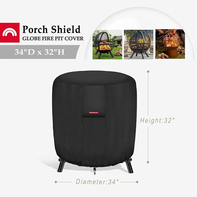 Porch Shield Fire Pit Cover Waterproof Outdoor 600D Round Firepit Cover - Image 2