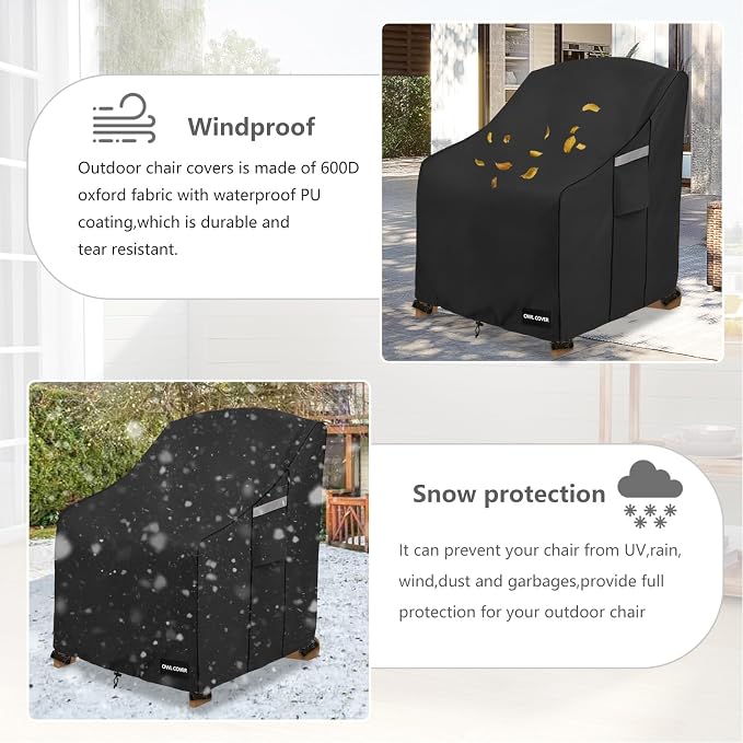 Outdoor Chair Covers 28"W x 31"D x 36"H, 600D Heavy Duty Waterproof Patio Chair - Image 7