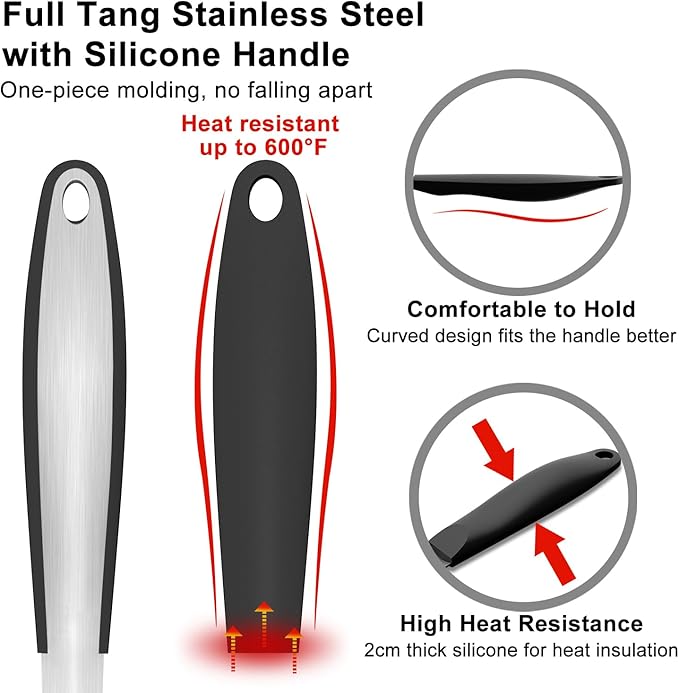 BBQ Tool Set with Spatula and Fork, Stainless Steel, Silicone Handle