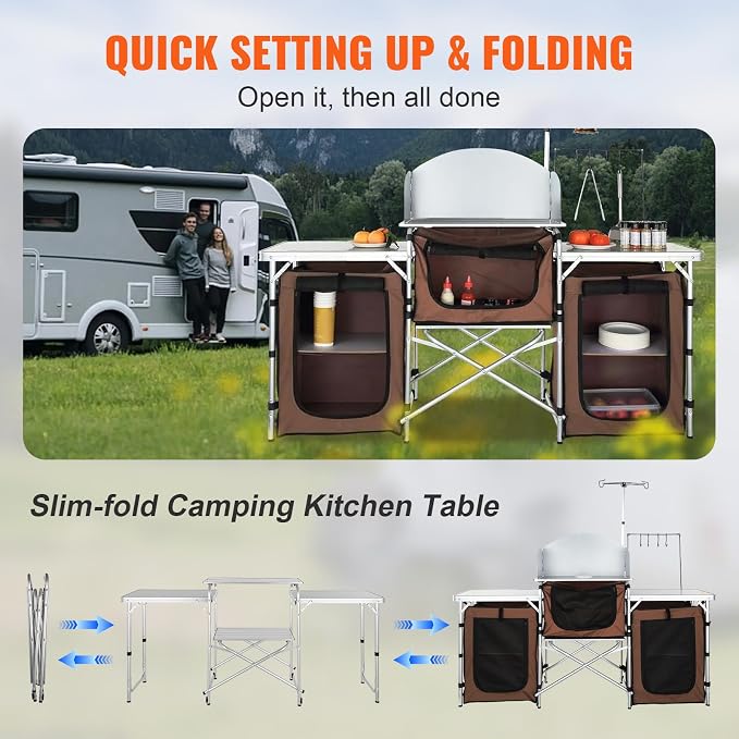 VEVOR Camping Kitchen Table, Folding Outdoor Cooking Table - Image 5