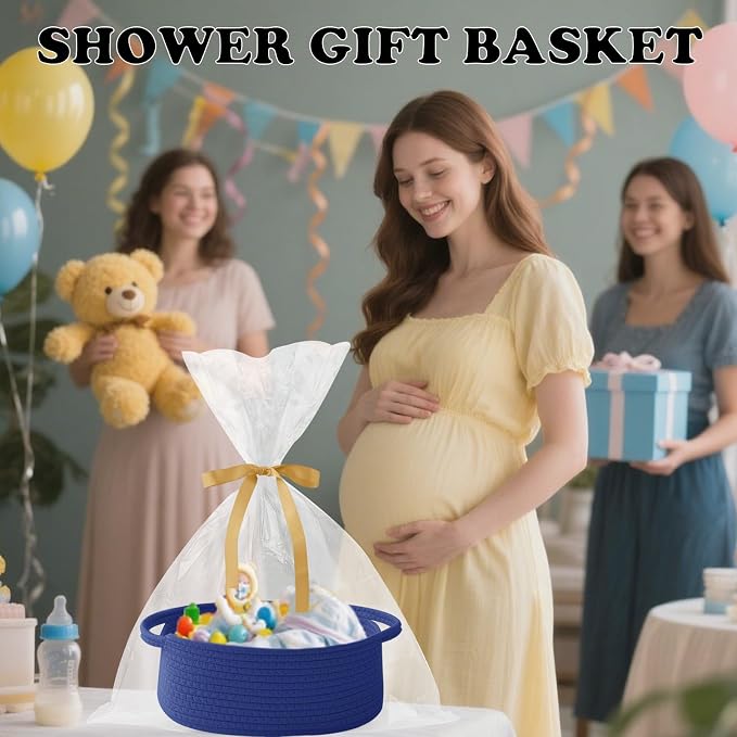 Gift Basket with Gift Bag and Ribbons, Small Rope Woven Shelf Storage, Baskets - Image 6