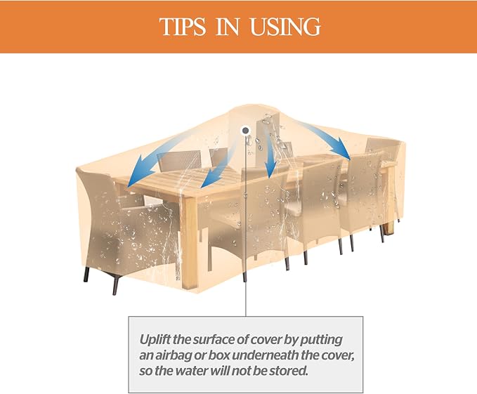 WJ-X3 Dining Set Cover 86W x 47D x 31H Inch, Heavy Duty Patio Table Cover - Image 8
