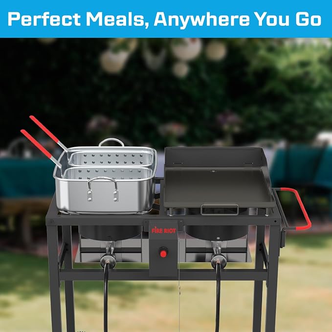 Outdoor Propane Deep Fryer and Griddle Combo, Portable 2-in-1 Cooking Station - Image 5