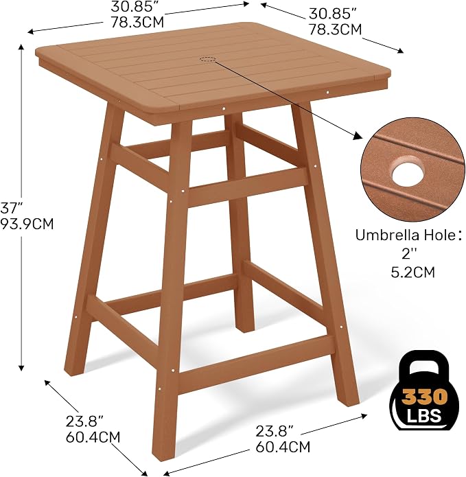 Costaelm Outdoor Bar Table, Patio Bistro Dining Pub Table - Image 3