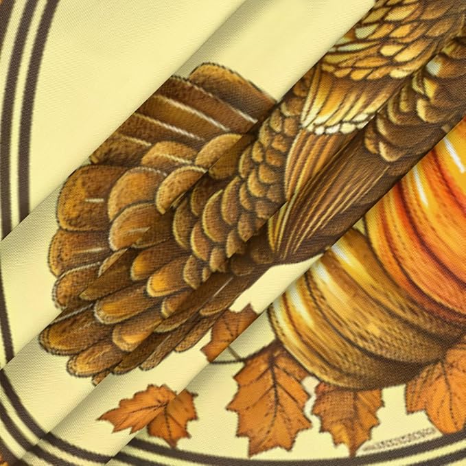 Thanksgiving Vintage Turkey Round Table Cloth Cover, Elastic Edge Waterproof - Image 3