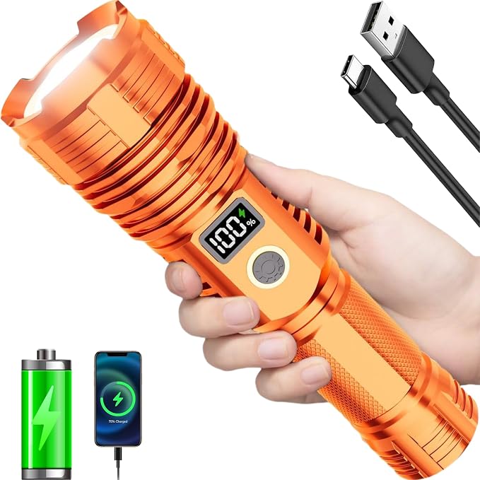 Flashlights High Lumens Rechargeable, LED Super Bright Flash Light Long Beam by SuperBrightFlashlight