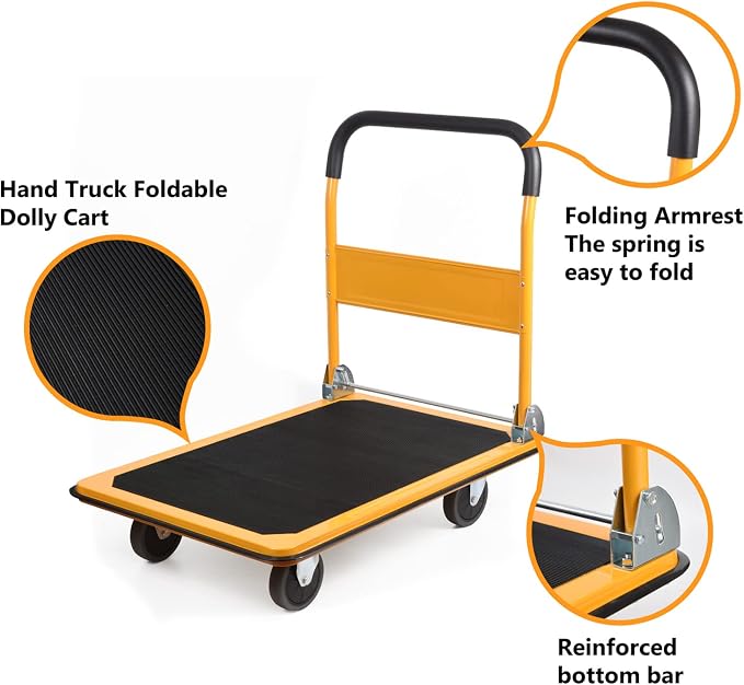 LEADALLWAY Platform Truck Large Size 880lbs Foldable Push Cart - Image 4