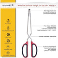 Scissor Tongs 3-Piece Set in 10, 12 and 16 Inch Red Stainless Steel