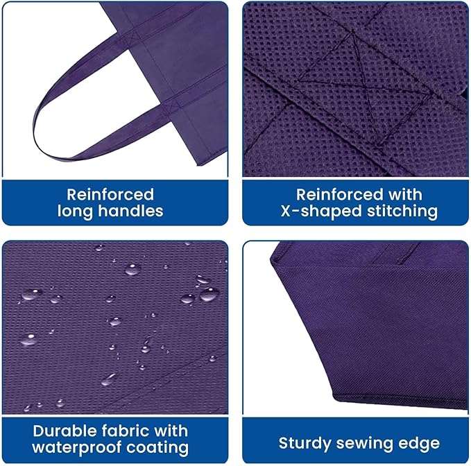 WISELIFE Reusable Grocery Shopping Bags 10 Pack Large Foldable Tote Bags Bulk - Image 5